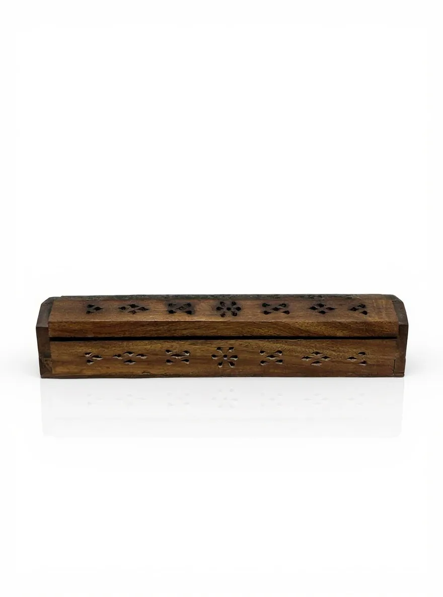 The carved incense box photographed in the Studio White scene